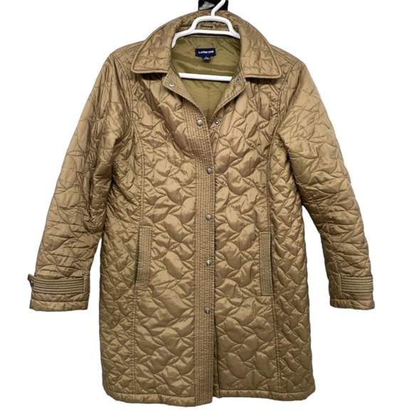 Lands' End Jackets & Blazers - Lands End Women’s Quilted Coat Beige, Sz Large 14-16
